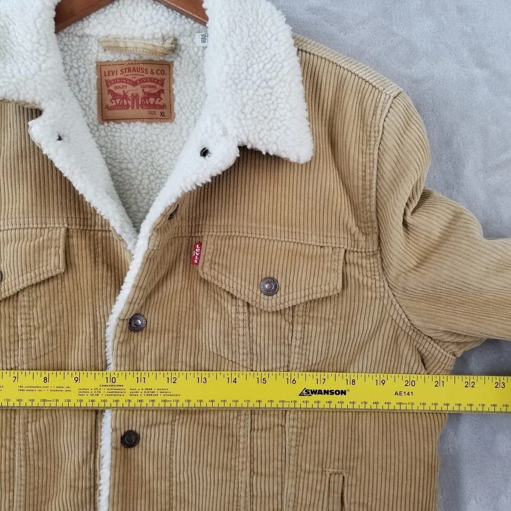 Levis Jacket Kids XL Tan Cotton Corduroy Sherpa Lined‎ Trucker Sherpa Lined